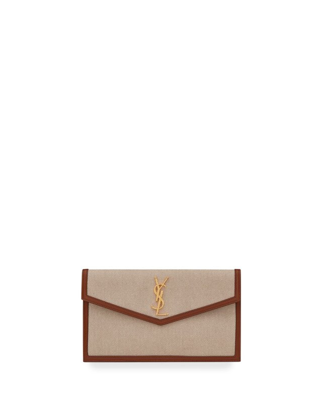 Uptown Medium YSL Monogram Canvas Clutch Bag